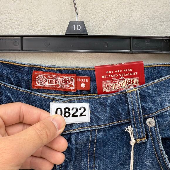 LUCKY BRAND LEGEND SERIES WOMEN'S 14/32R BOY MID RISE RELAXED STRAIGHT PATCHWORK - Picture 3 of 8